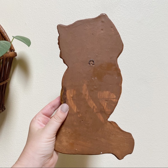 Vintage Retro Owl Chalkware Wall Decor Set Boho - Picture 4 of 7